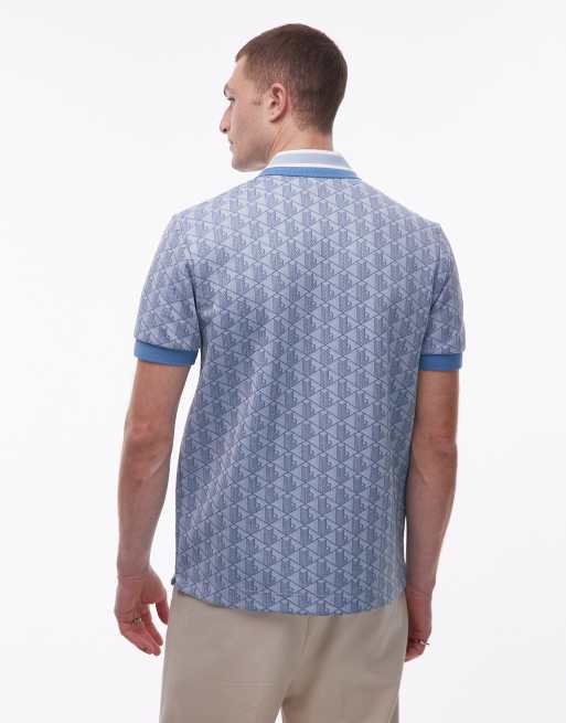 Lacoste monogram polo shirt in light blue, 3 of 5