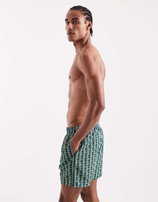 Lacoste  monogram swim shorts in green, 2 of 5