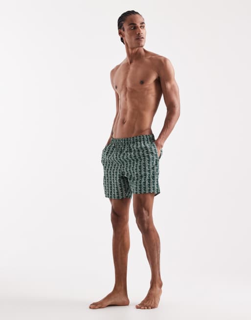 Lacoste  monogram swim shorts in green, 3 of 5