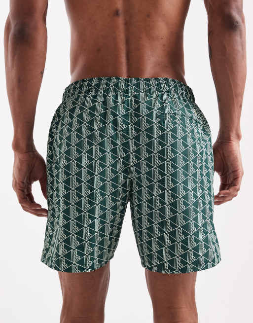 Lacoste  monogram swim shorts in green, 4 of 5