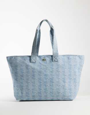 Lacoste Lacoste monogram tote bag in blue