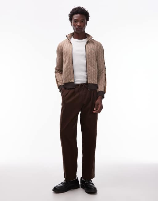 LACOSTE ベージュ ジップアップジャケット Lacoste monogram zip up track jacket in beige | ASOS