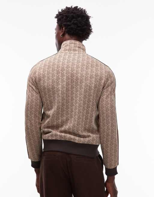 LACOSTE ベージュ ジップアップジャケット Lacoste monogram zip up track jacket in beige | ASOS
