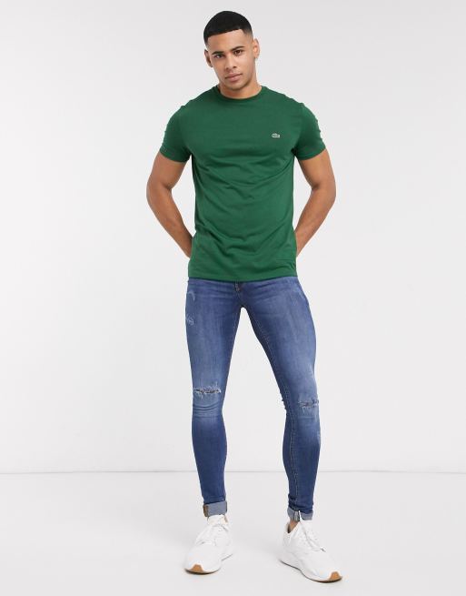 Lacoste - Mørkegrøn t-shirt med logo i pima-bomuld, 4 af 4