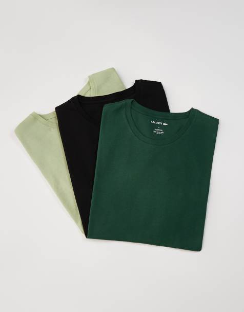 Lacoste – Myskläder – Svart, grön och ljusgrön t-shirt, 3-pack - view 1