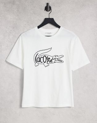 Lacoste - New Croc - T-shirt coupe carrée - Blanc