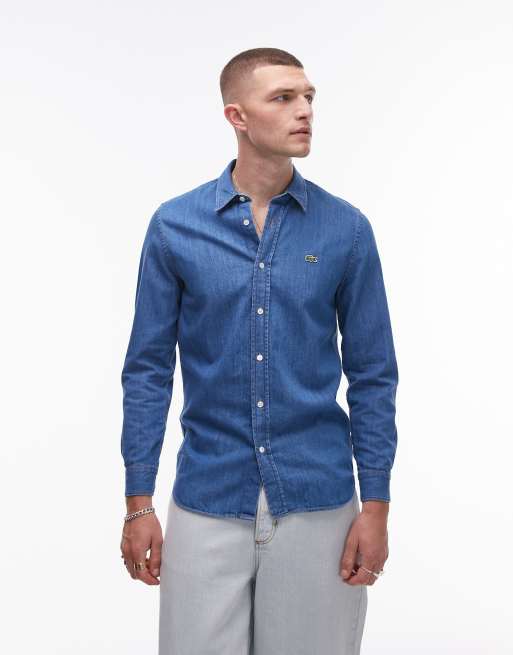 Lacoste – Niebieska koszula jeansowa z długim rękawem 