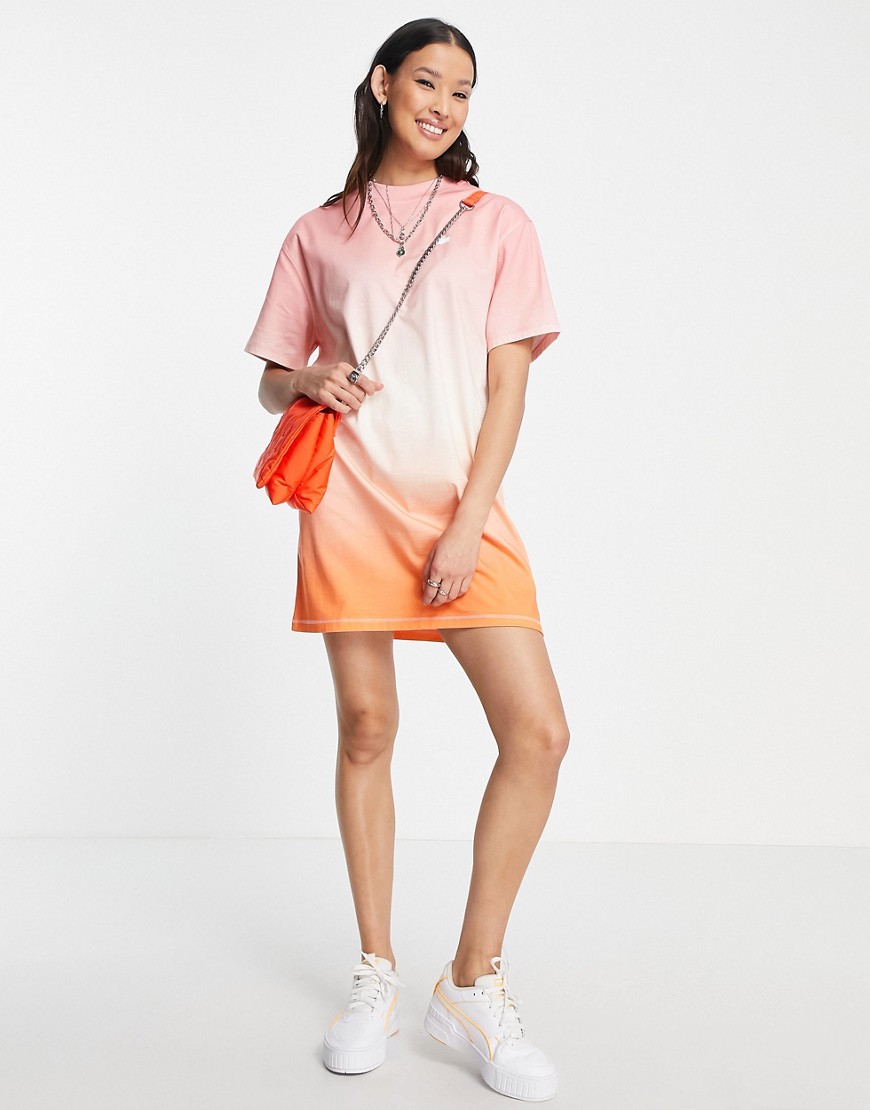 Lacoste ombre t-shirt dress in pastels-Pink