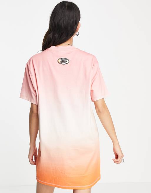 Lacoste ombre t shirt dress in pastels