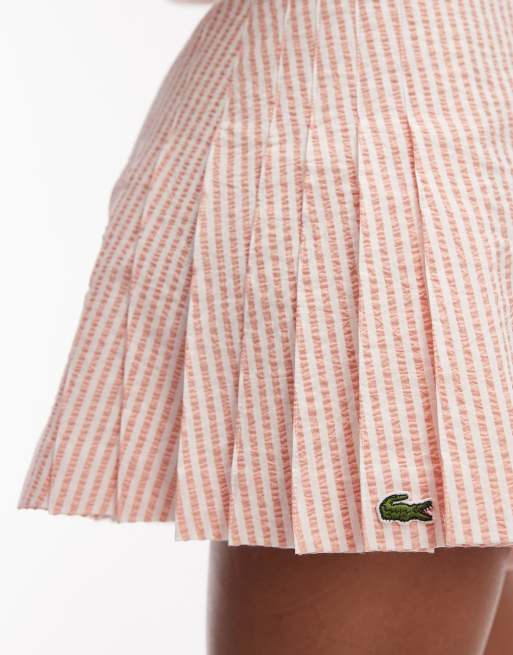 Lacoste – Orange och vit, randig tenniskjol, del av set, 4 av 5