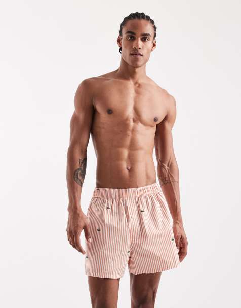 Lacoste - Orange vævede boksershorts med striber - view 1