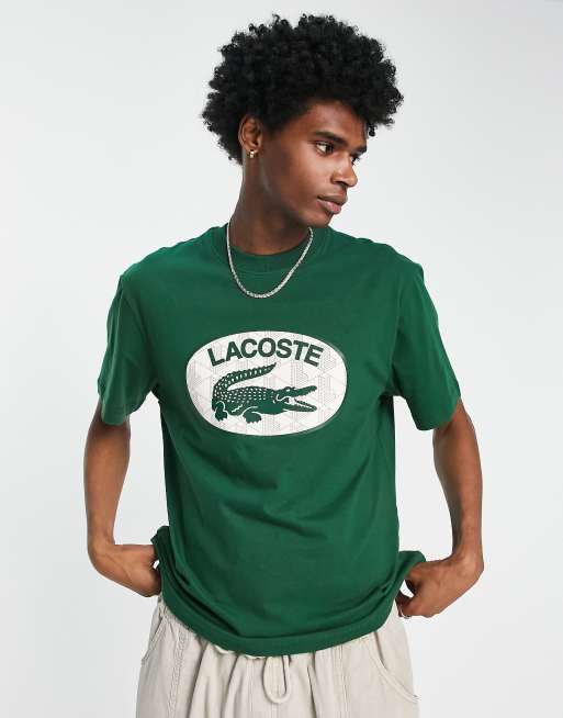 Lacoste oval logo t-shirt in green | ASOS