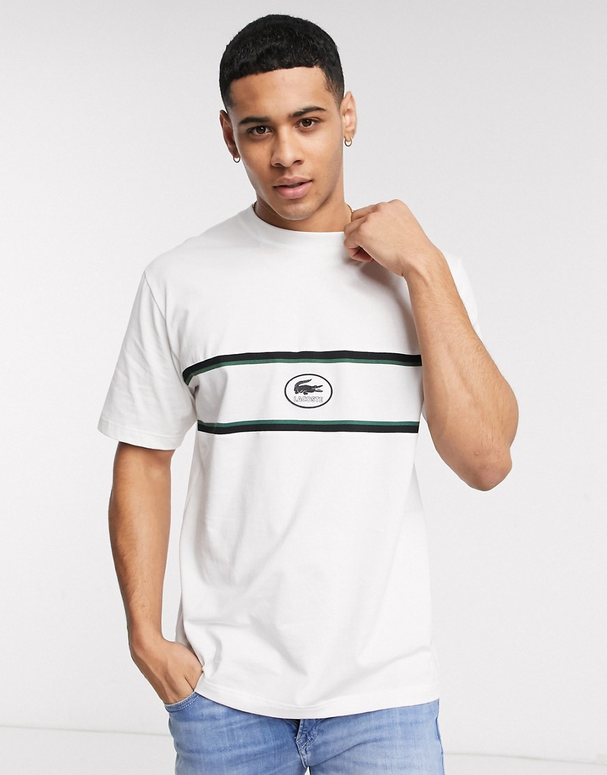 Lacoste - Overhemd met geborduurd logo in gebroken wit