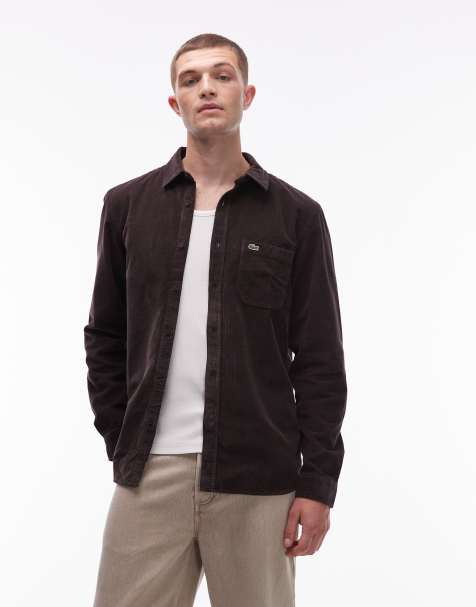 Lacoste - Overhemd met zak in bruin - view 1