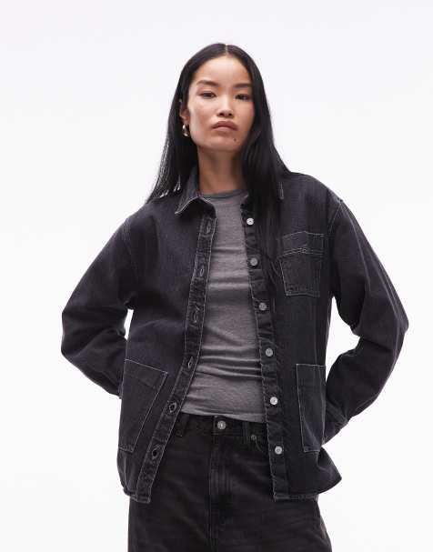 Lacoste overshirt in washed black - view 1