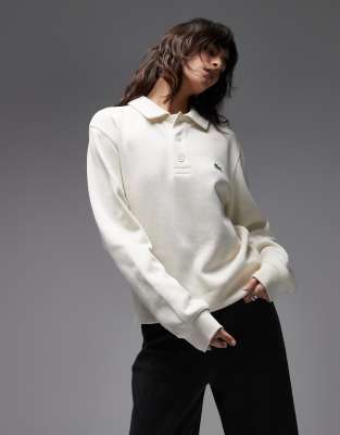 Lacoste - Oversize-Sweatshirt in Weiß mit Polo-Ausschnitt