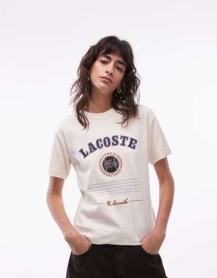 Lacoste - Oversize-T-Shirt in Cremeweiß