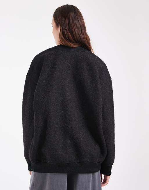 Lacoste oversized boiled wool v-neck co-ord cardigan in black , 2 of 4