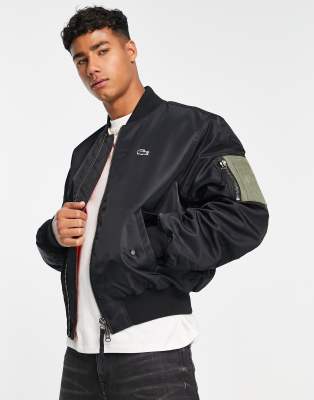 Lacoste oversized bomber jacket in black | ASOS