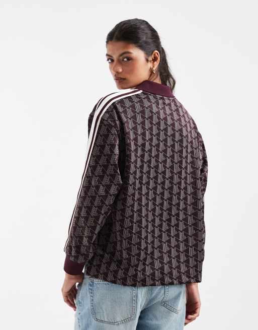 Lacoste oversized contrast stripe monogram polo in burgundy, 4 of 4