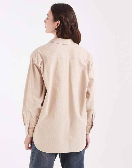 Lacoste oversized corduroy shirt in beige , 2 of 4