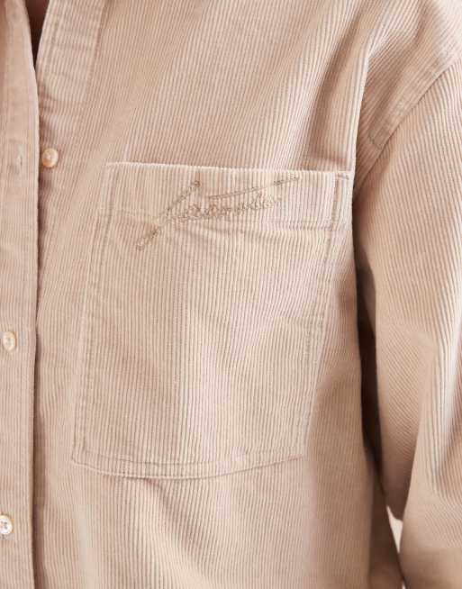 Lacoste oversized corduroy shirt in beige , 4 of 4