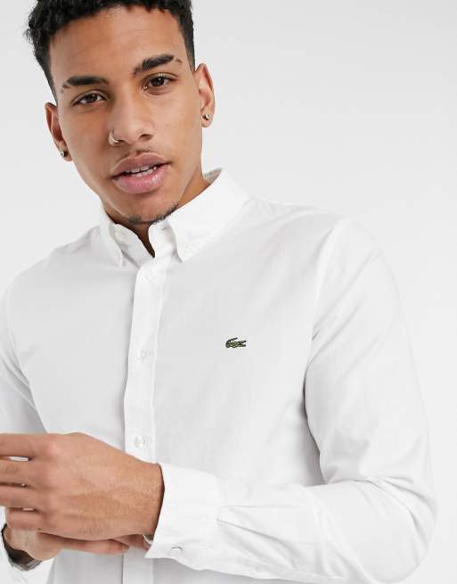 lacoste white shirt slim fit