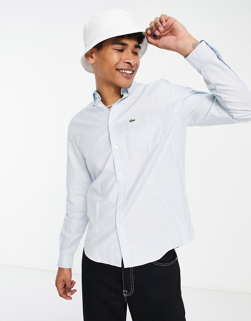 lacoste oxford long sleeve shirt in light blue