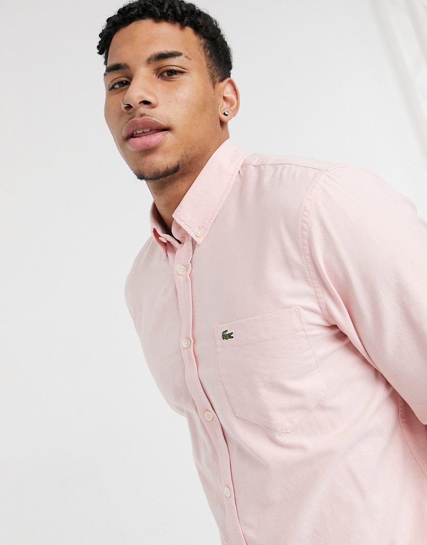 Lacoste – Oxfordskjorta i bomull och regular fit-Pink