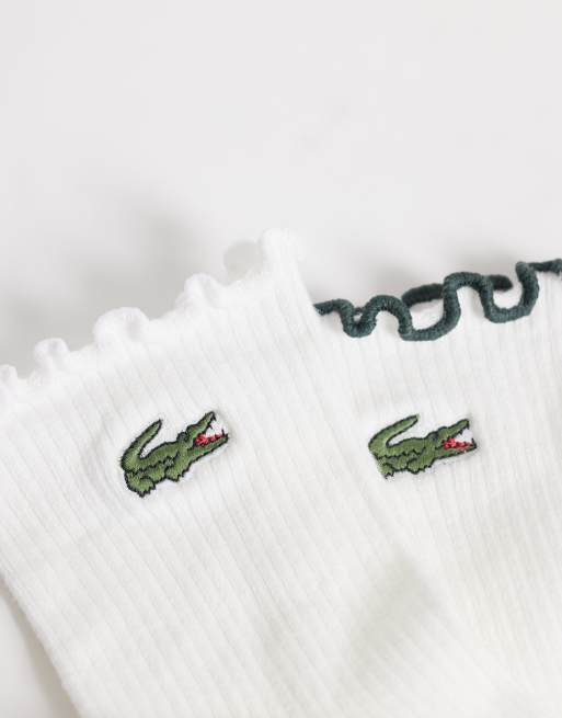 Lacoste - pack de 2 pares de calcetines de largo medio con volante en blanco, 3 de 3