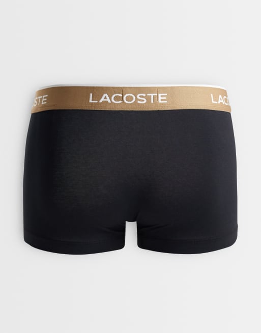 Lacoste pack de 3 calzoncillos con cinturilla de color en negro y marrón, 2 de 3