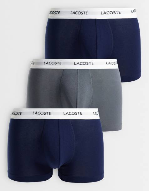 Lacoste - pack de 3 calzoncillos de algodón elástico con cintura blanca en azul marino y gris - view 1