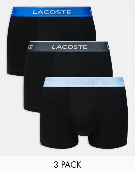 Lacoste pack of 3 contrast waistband boxer briefs in black - view 1