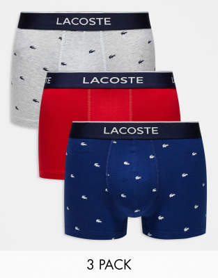 Lacoste pack of 3 logo trunks in grey