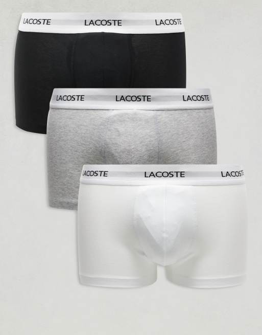 Lacoste pack of 3 trunks in black gray white 