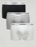 [Lacoste] Lacoste pack of 3 trunks in black grey white 2XL GREY