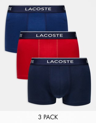 Lacoste pack of 3 trunks in navy red