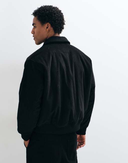 Lacoste padded cord aviator jacket in black, 2 of 5