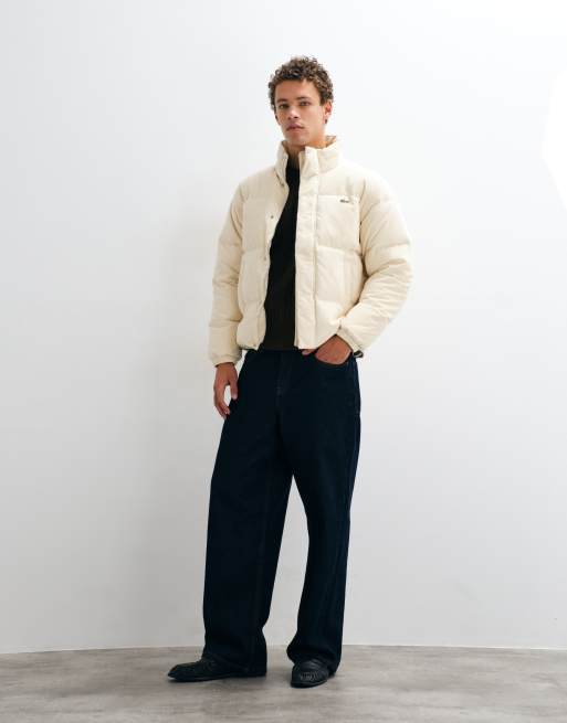 Lacoste padded cord down jacket in cream, 2 of 5