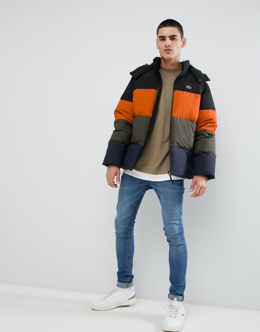 Lacoste sport colour on sale block puffer jacket