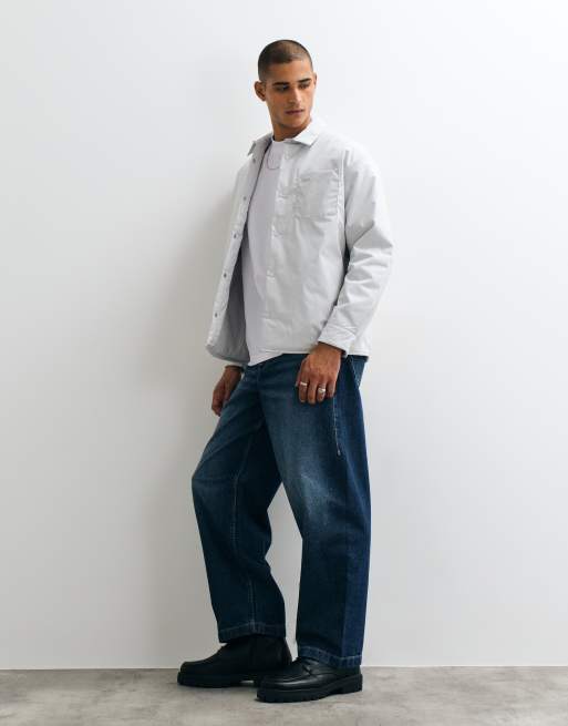 Lacoste padded overshirt in pale grey, 2 of 5