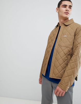 Lacoste padded quilted jacket in olive 