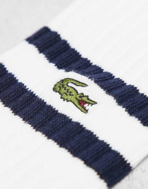 Lacoste - Pakke med 2 par sportssokker i marineblå/hvid med logo og striber, 2 af 3