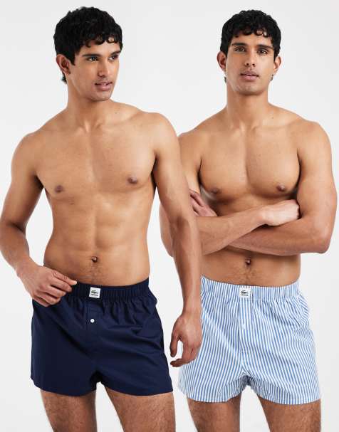 Lacoste - Pakke med 2 par vævede marineblå/stribede boksershorts - view 1