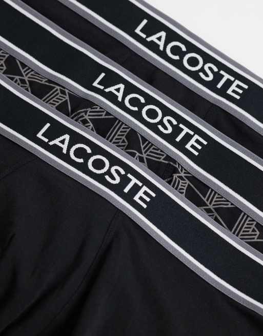 Lacoste pakke med 3 boksershorts med monogramprint i bomuld i sort, 3 af 3