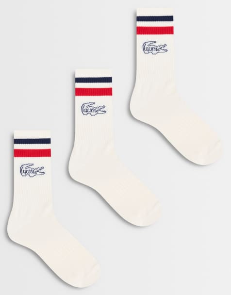 Lacoste pakke med 3 grafiske sokker i hvid - view 1