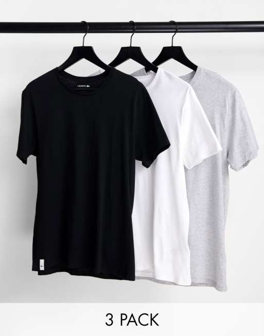 Lacoste - Pakke med 3 lounge-T-shirts i hvid/sort/grå
