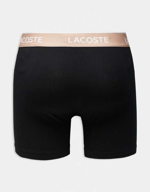 Lacoste - Pakke med 3 par sorte boksershorts med beige taljebånd, 3 af 3