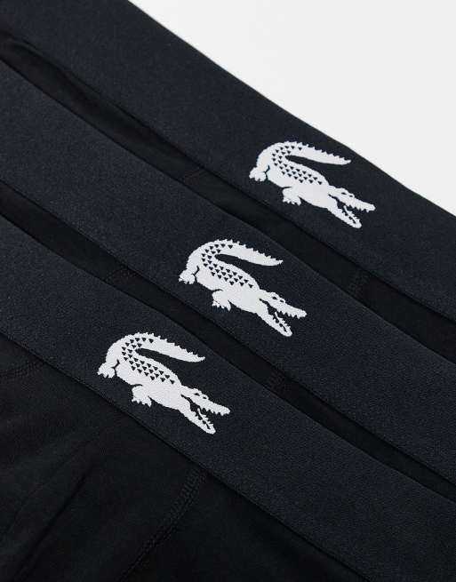 Lacoste - Pakke med 3 par sorte boksershorts med taljebånd med krokodillelogo, 2 af 3