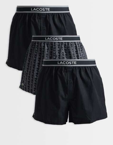 Lacoste - Pakke med 3 par sorte boksershorts med vævet monogramprint og ensfarvet design - view 1